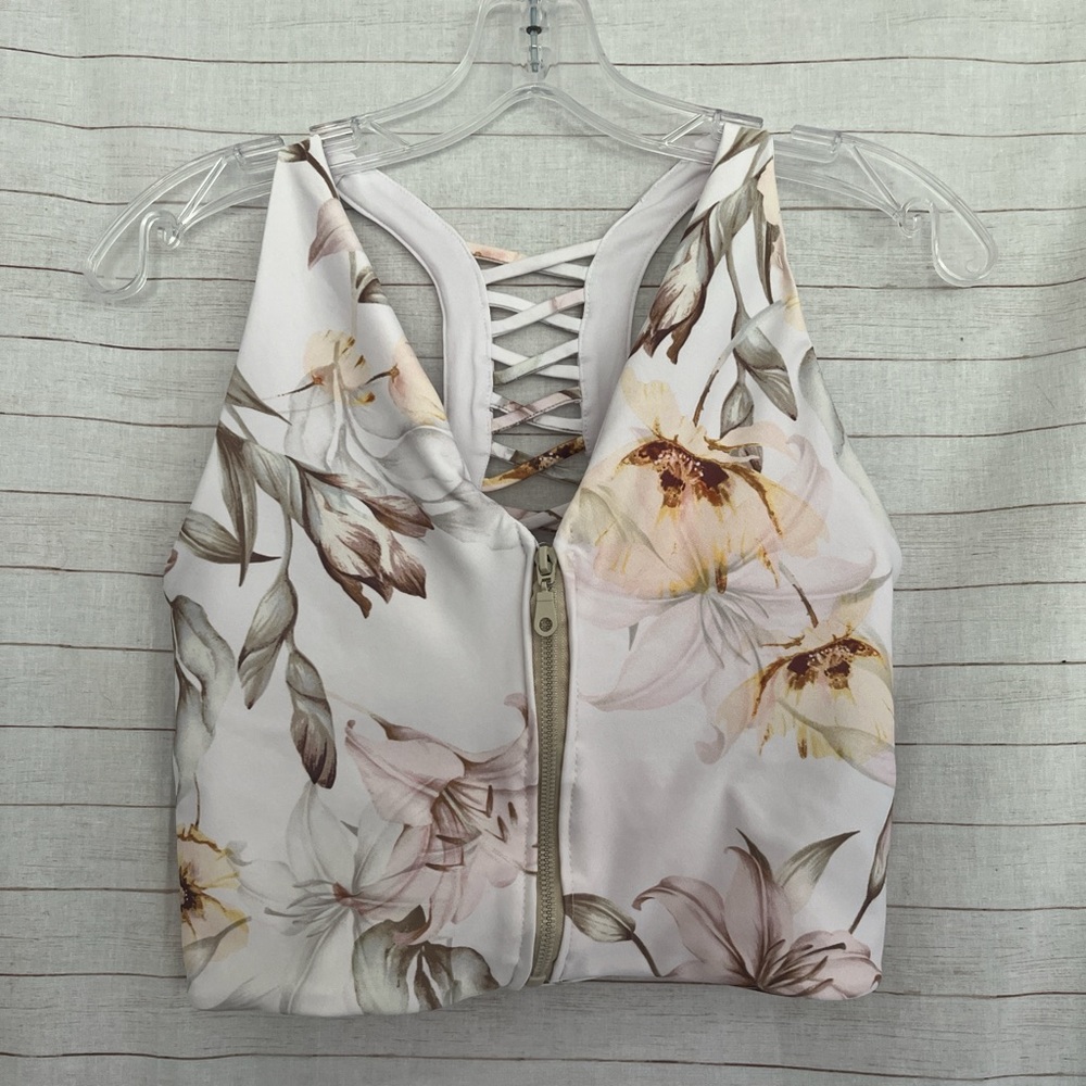 Forever 21 Floral Cream Sports Bra Top
